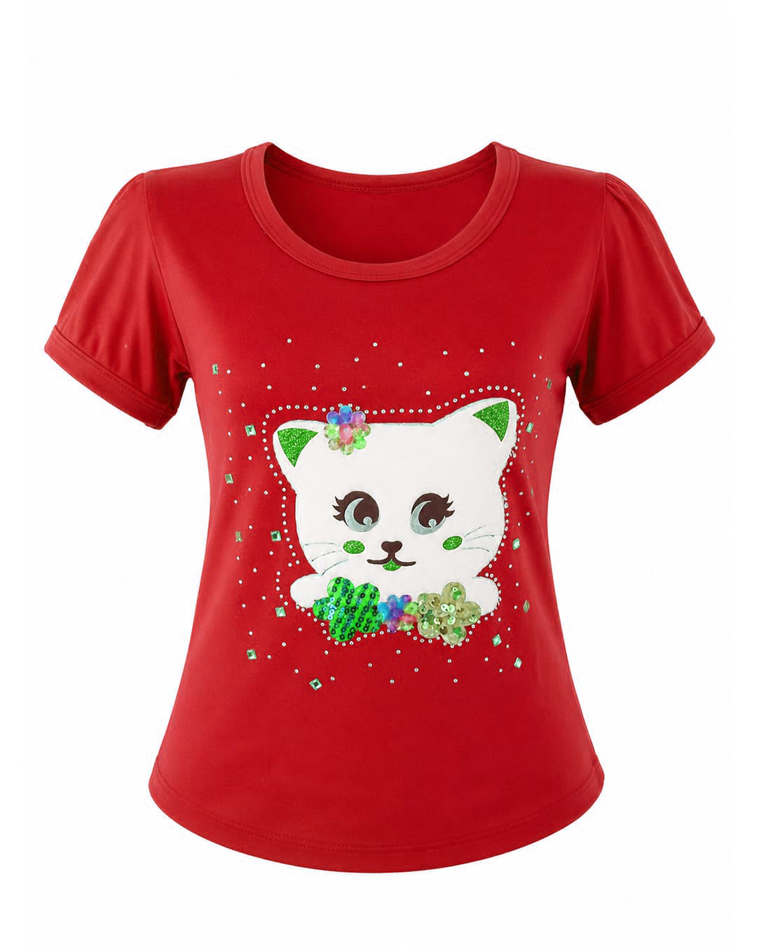 Blusa de Gatita con Detalles de Lentejuelas
