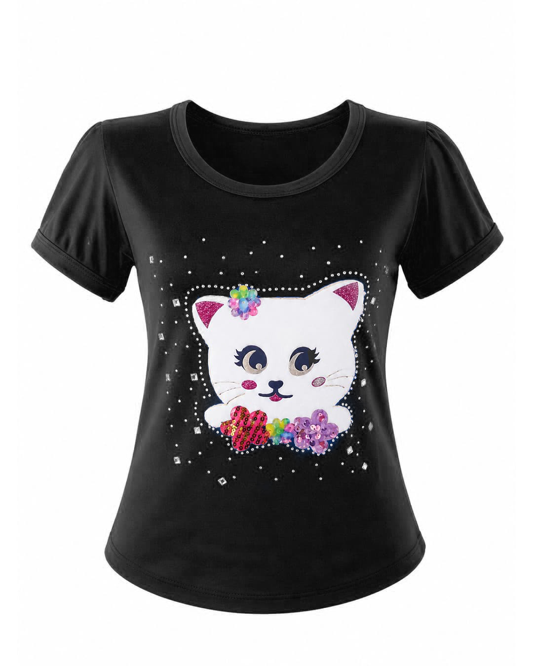 Blusa de Gatita con Detalles de Lentejuelas