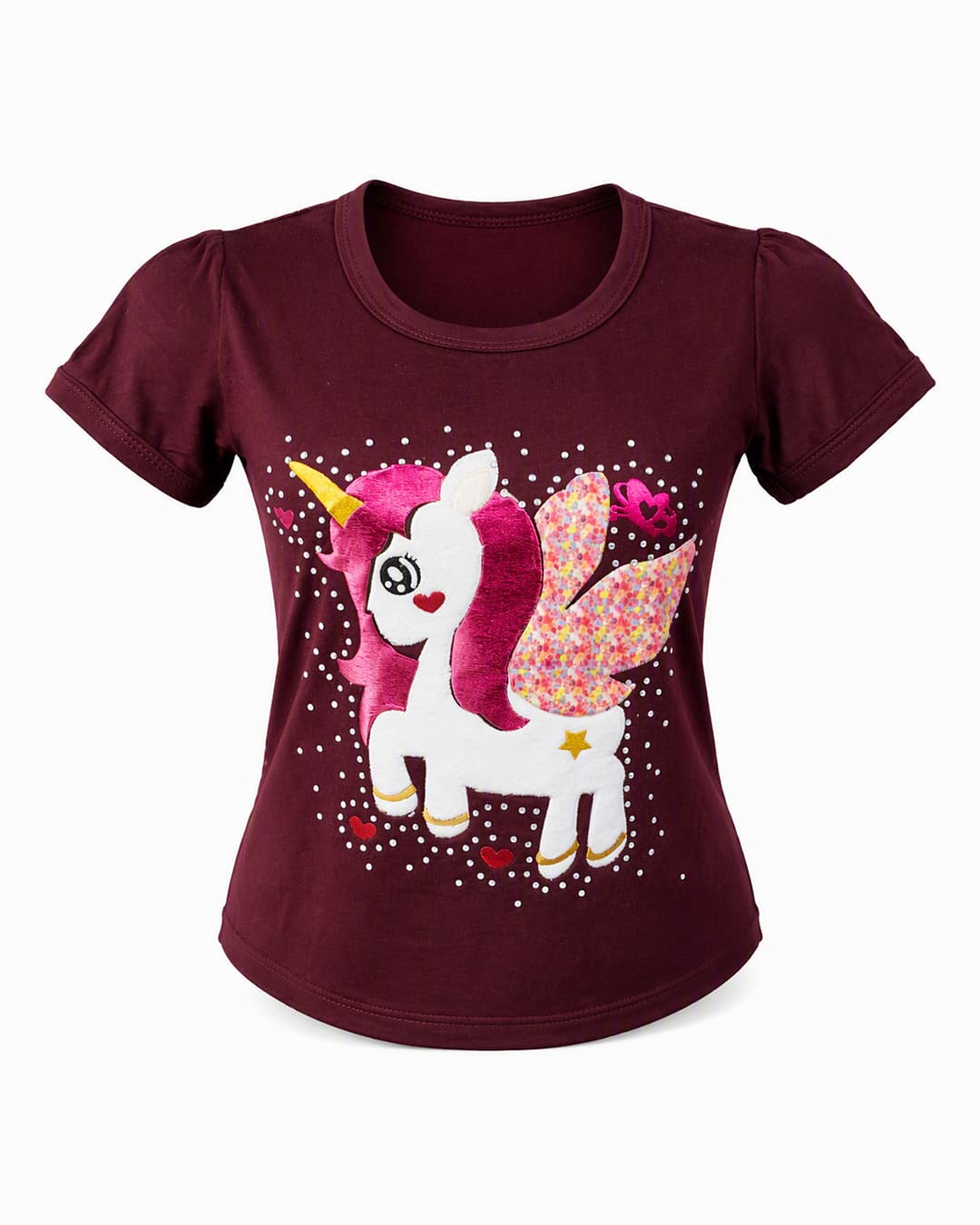 Blusa con Lindo Diseño de Unicornio y Alas de Brillo