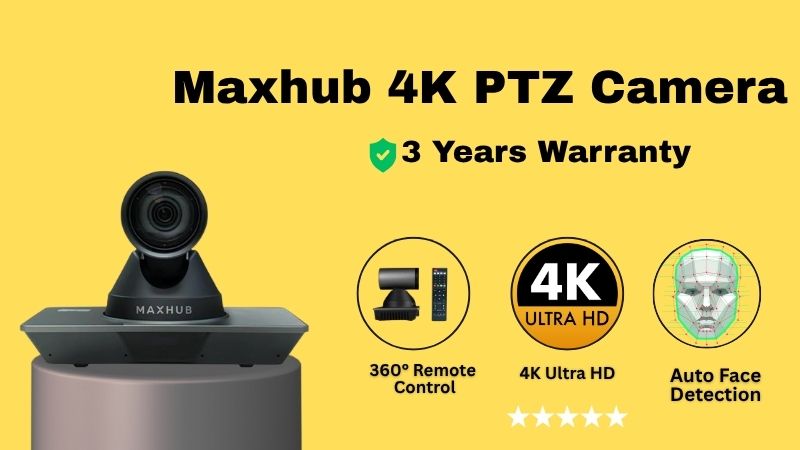 MAXHUB 4K PTZ Camera – 12X Optical Zoom, 4K Ultra HD, Gesture Control & More