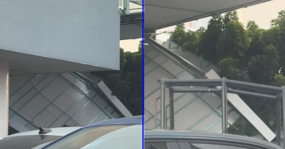 Se desprende techumbre de puente peatonal en la Terminal 1 del AICM y provoca afectaciones viales