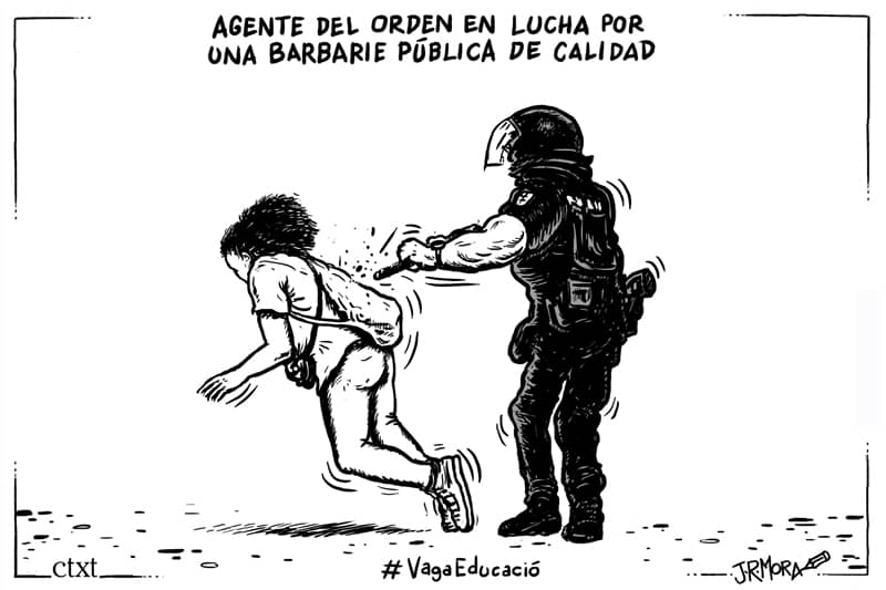 Críticas a una intervención policial durante una concentración de docentes en Valencia y el debate sobre el uso de la fuerza