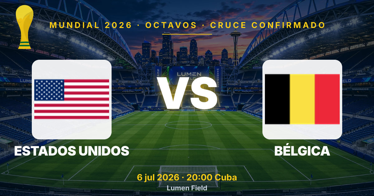 Estados Unidos y Bélgica se enfrentan en octavos del Mundial 2026 en Seattle