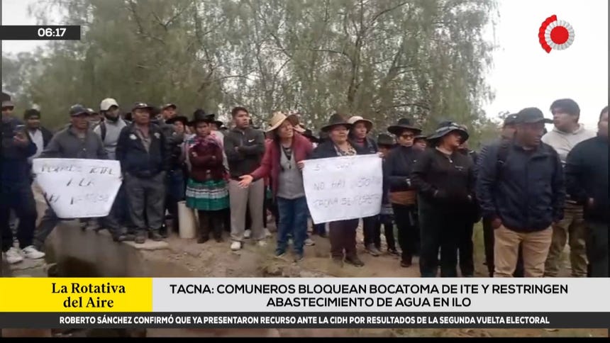 Comuneros bloquean infraestructura hídrica en Tacna y afectan el suministro de agua a Ilo en medio de disputa territorial