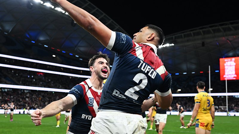 Daniel Tupou scores 300th-game hat-trick as Roosters dominate Eels