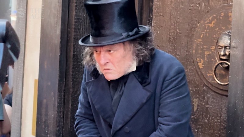 Johnny Depp Appears at Comic-Con in Role of Ebenezer Scrooge