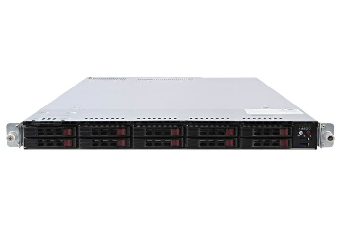 Front view of Supermicro SuperServer 1028U-TRT+ 10 x 2.5" with 2 x 1TB SATA 2.5" 6G HDD Installed
