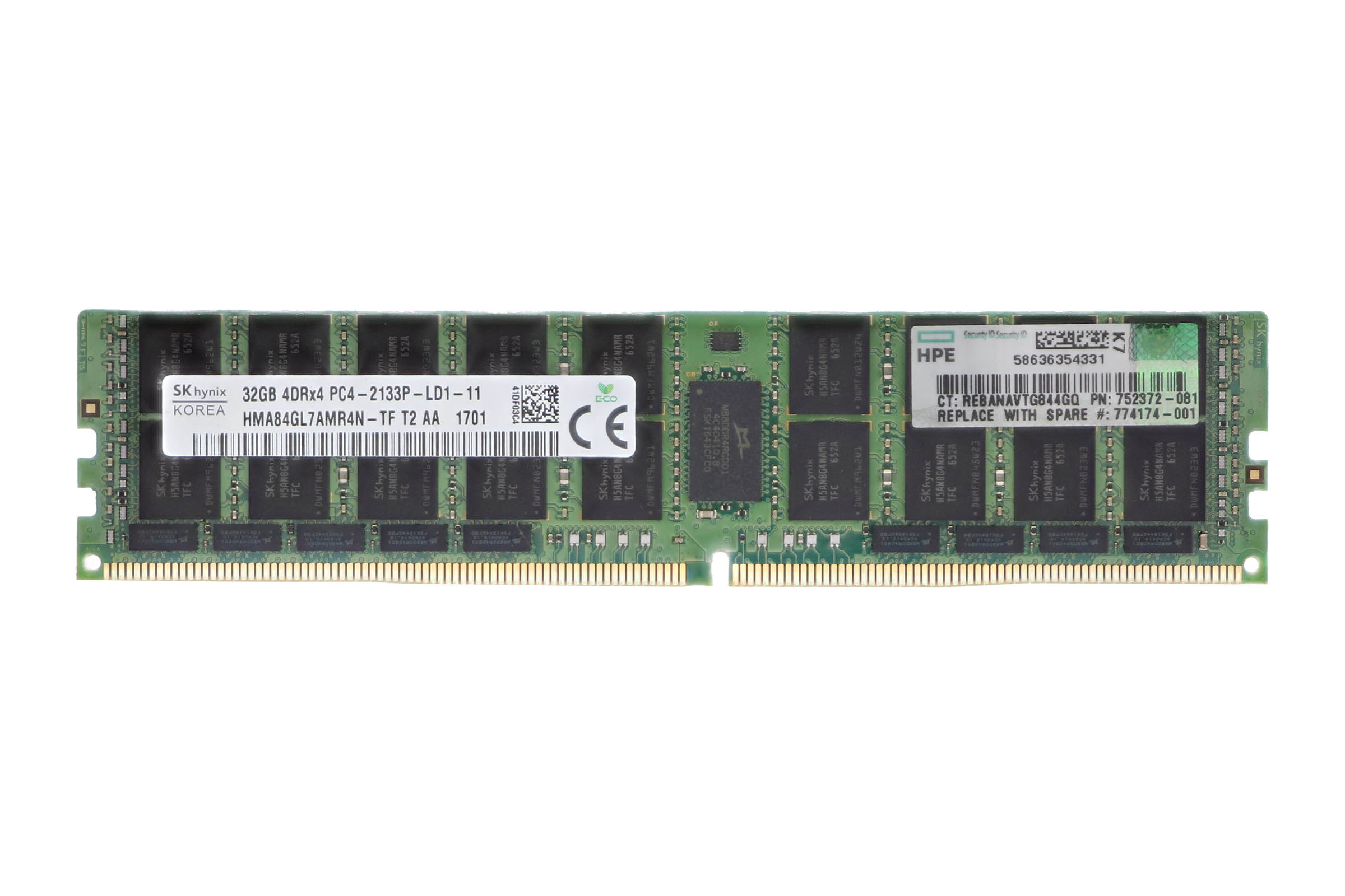 HPE 32GB PC4-2133P-L 4Rx4 ECC 752372-081, 726722-B21, 774174-001