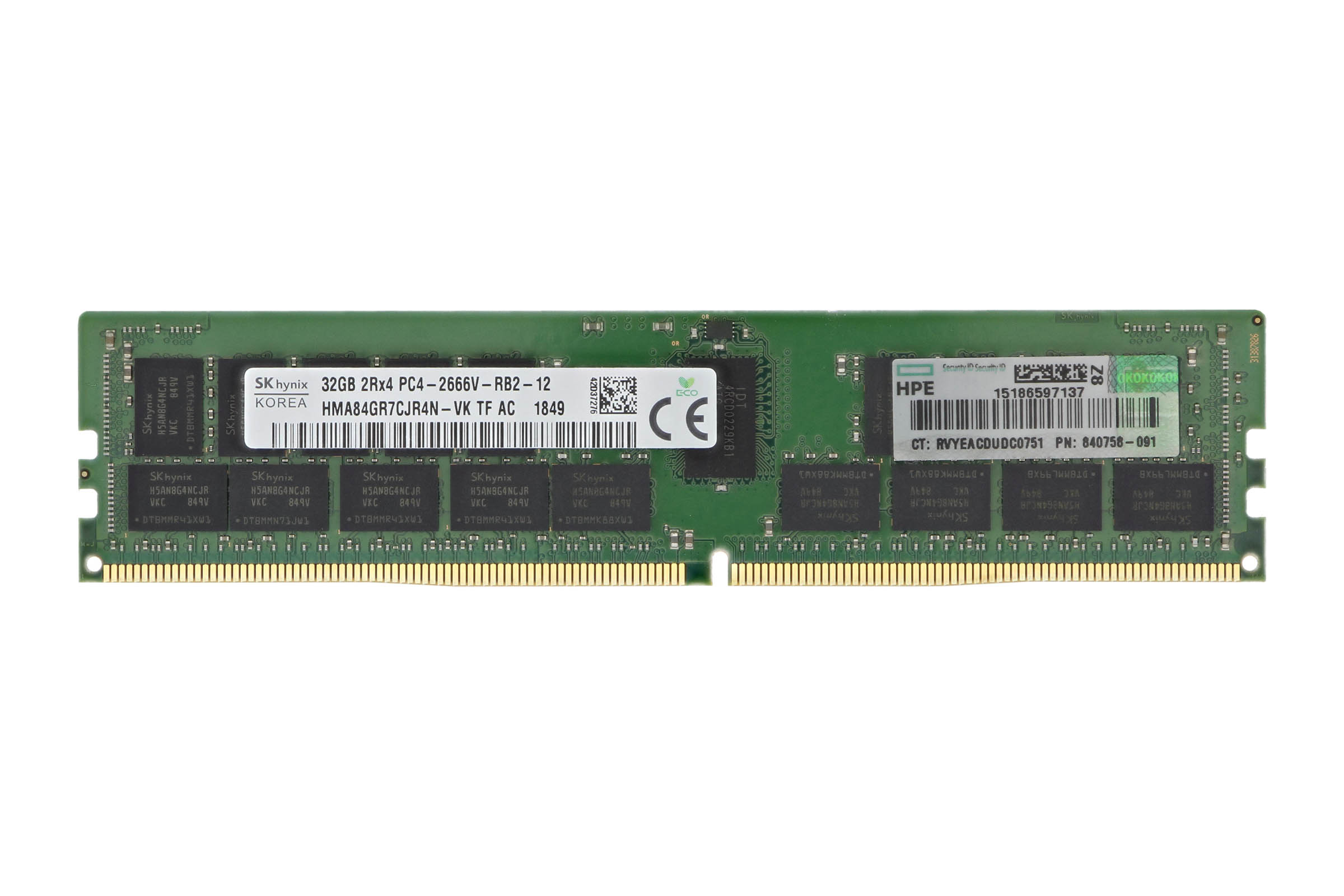 HPE 32GB PC4-2666V-R 2Rx4 ECC 840758-091 815100-B21 850881-001