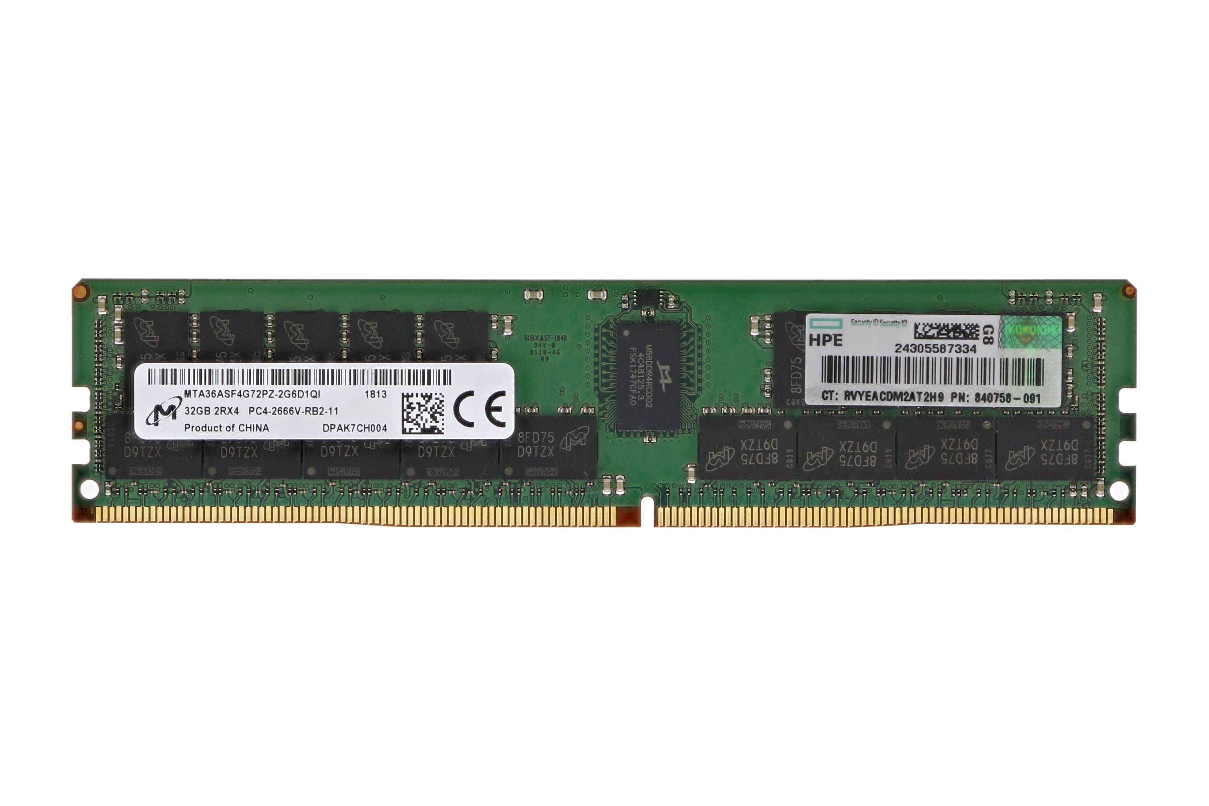 HPE 32GB PC4-2666V-R 2Rx4 ECC 840758-091 815100-B21 850881-001