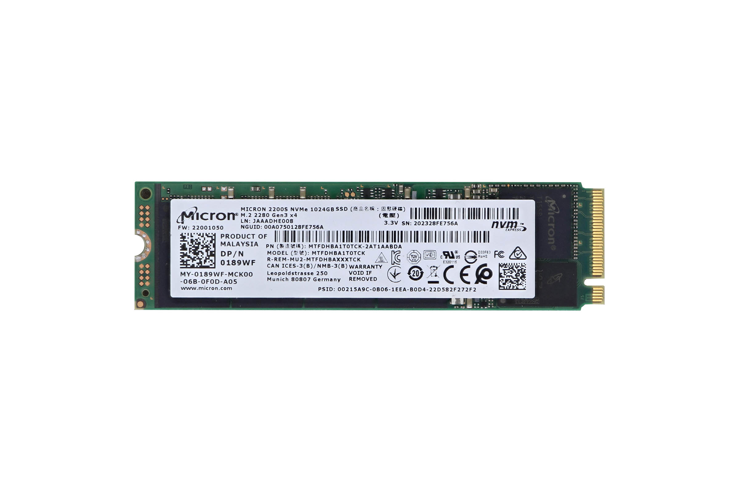 Micron Mtfdhba1t0tck Micron 2200s Nvme 1tb Crucial Nvme Micron