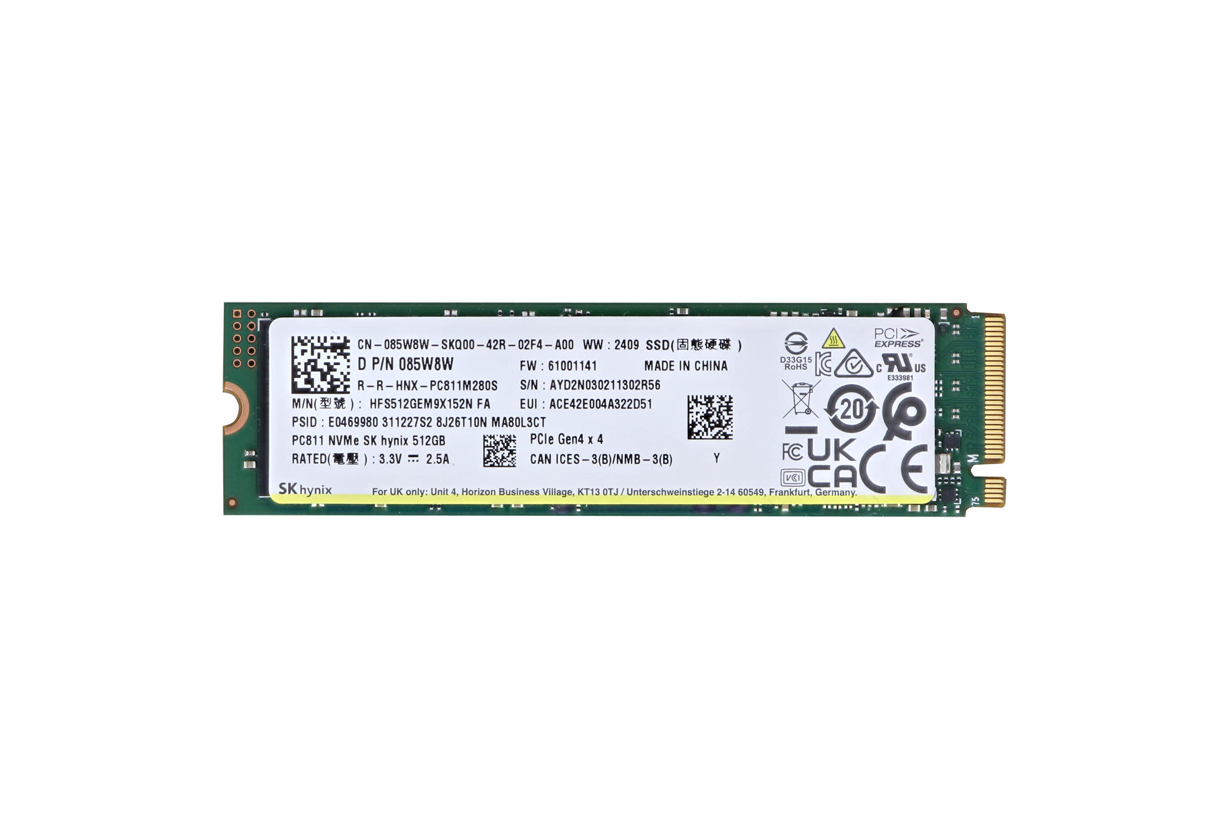 Dell 512GB PCIe NVMe Gen4 M.2 2280 SSD 85W8W | Buy Online
