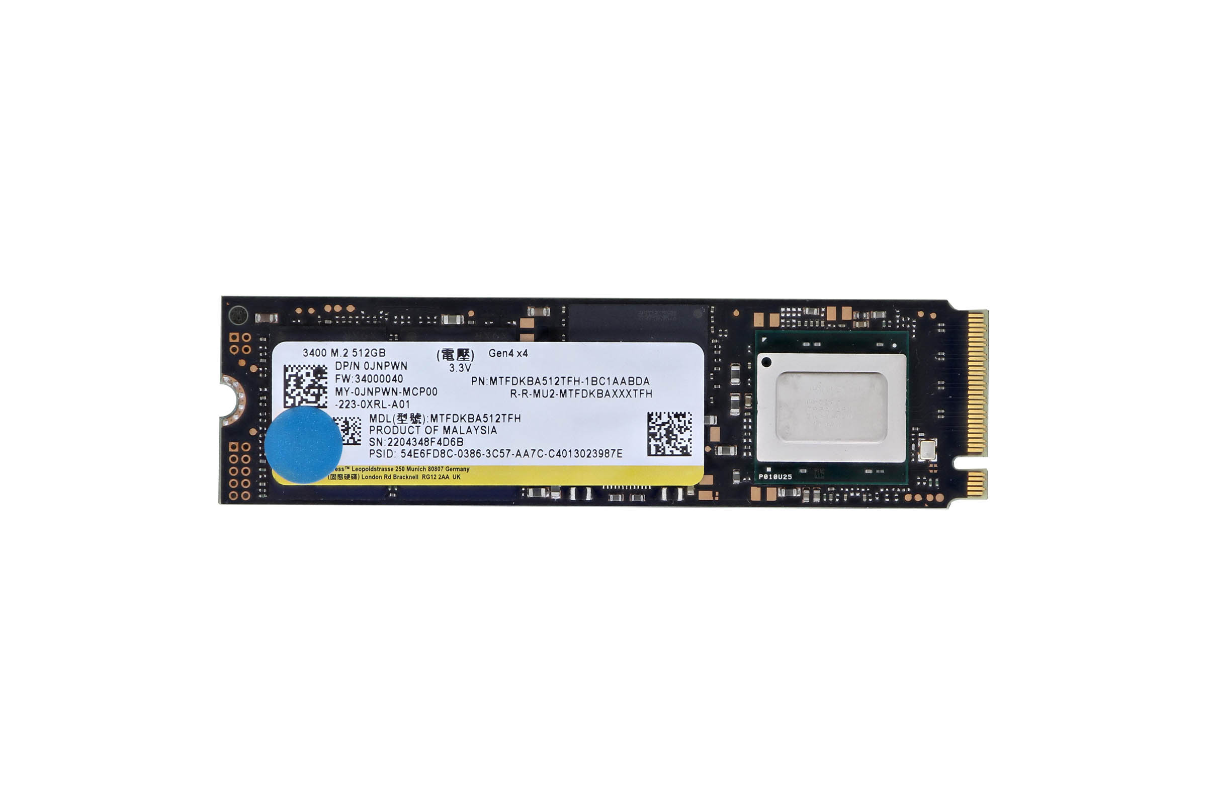 Dell 512GB PCIe NVMe Gen4 2280 SSD JNPWN Buy Online - Main Image
