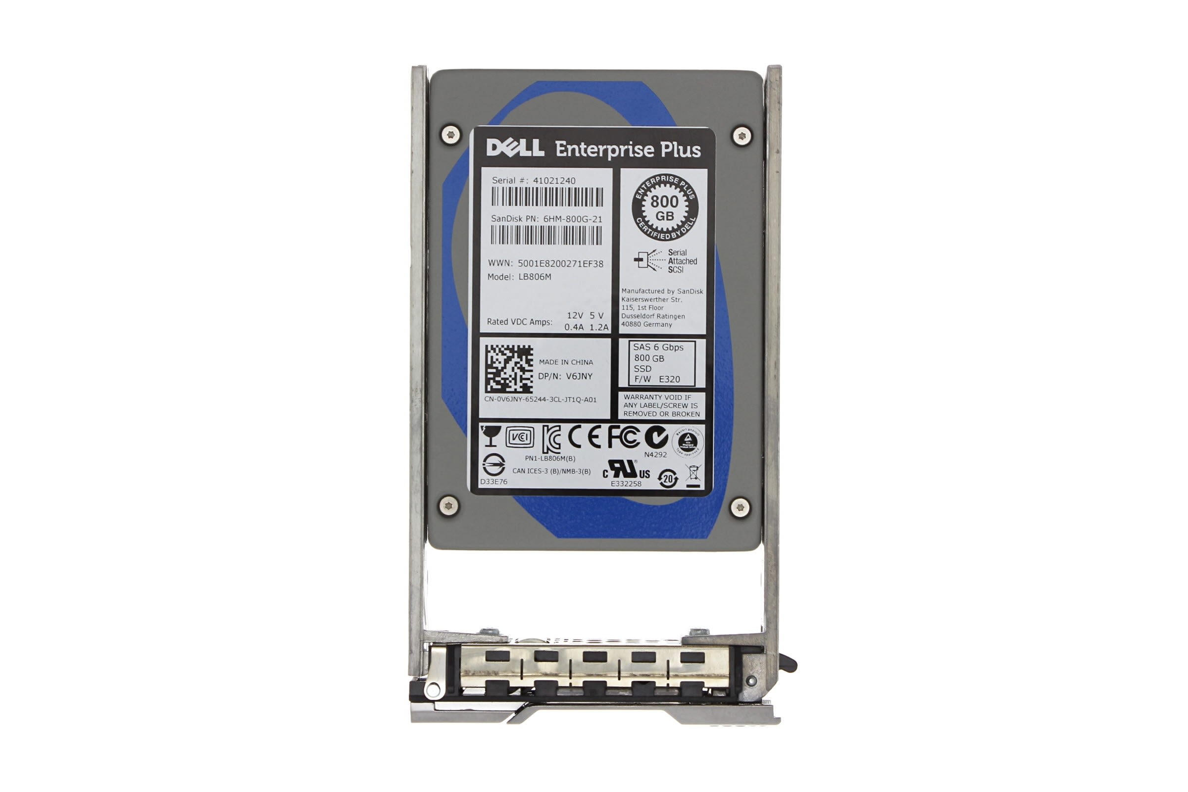 V6JNY Equallogic 800GB SAS 2.5" 6Gbps Mixed Use Solid State Drive