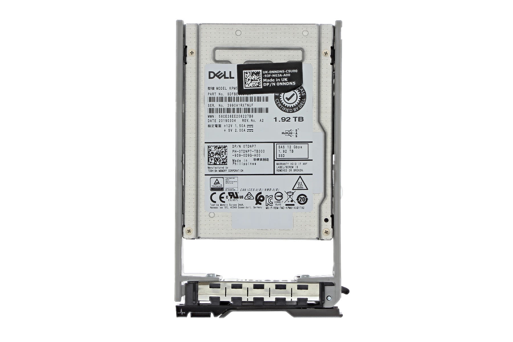 Toshiba 800GB SSD SAS 12Gbps Server Hard Drive 2.5" PX04SVQ080B Fits Dell / HP E - Foto 3