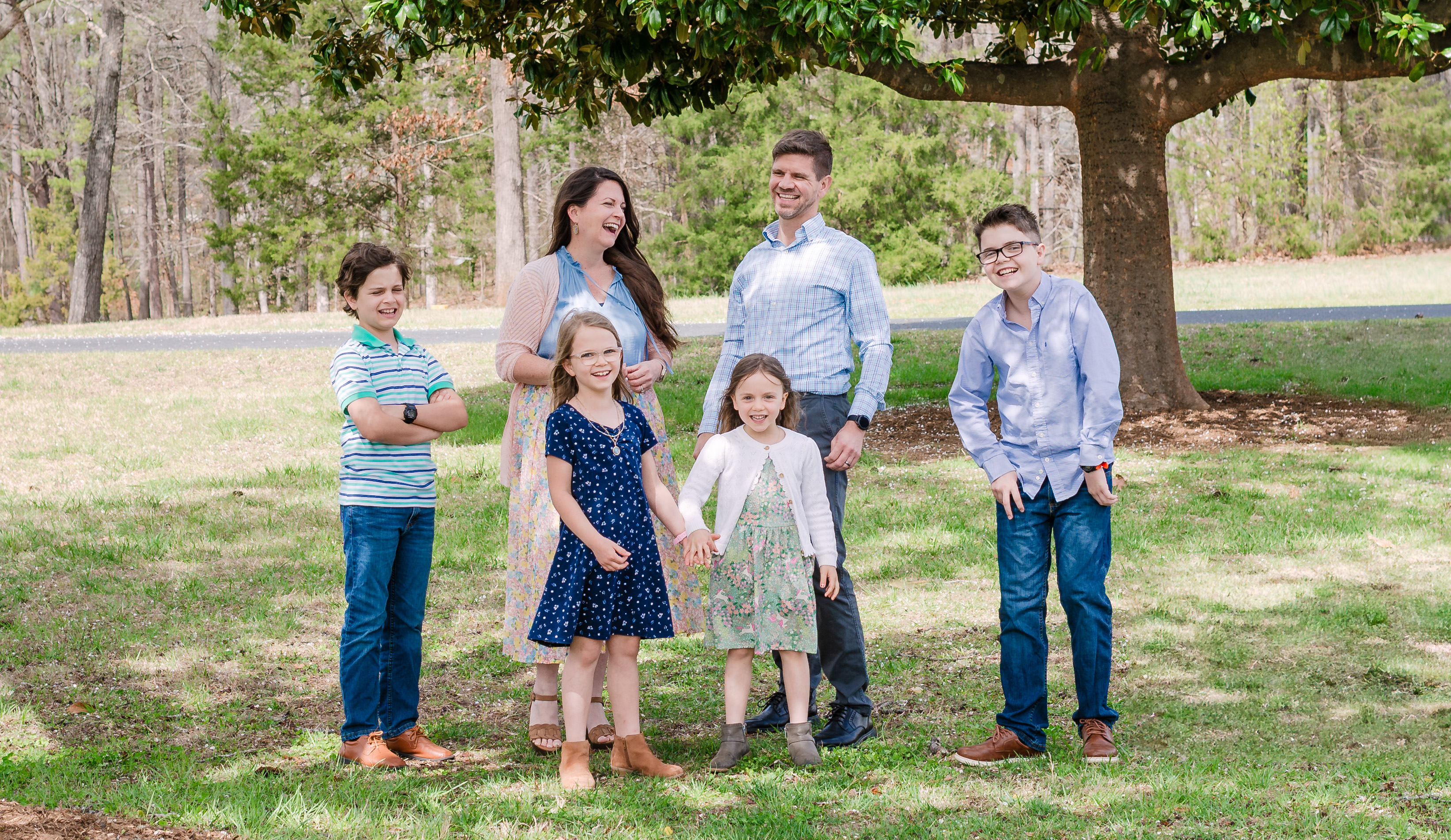 Family laughing together