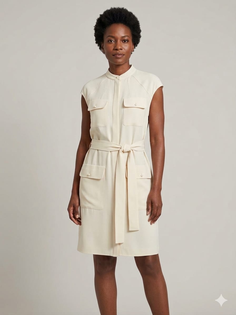   VESTIDO CREME MICROFIBER