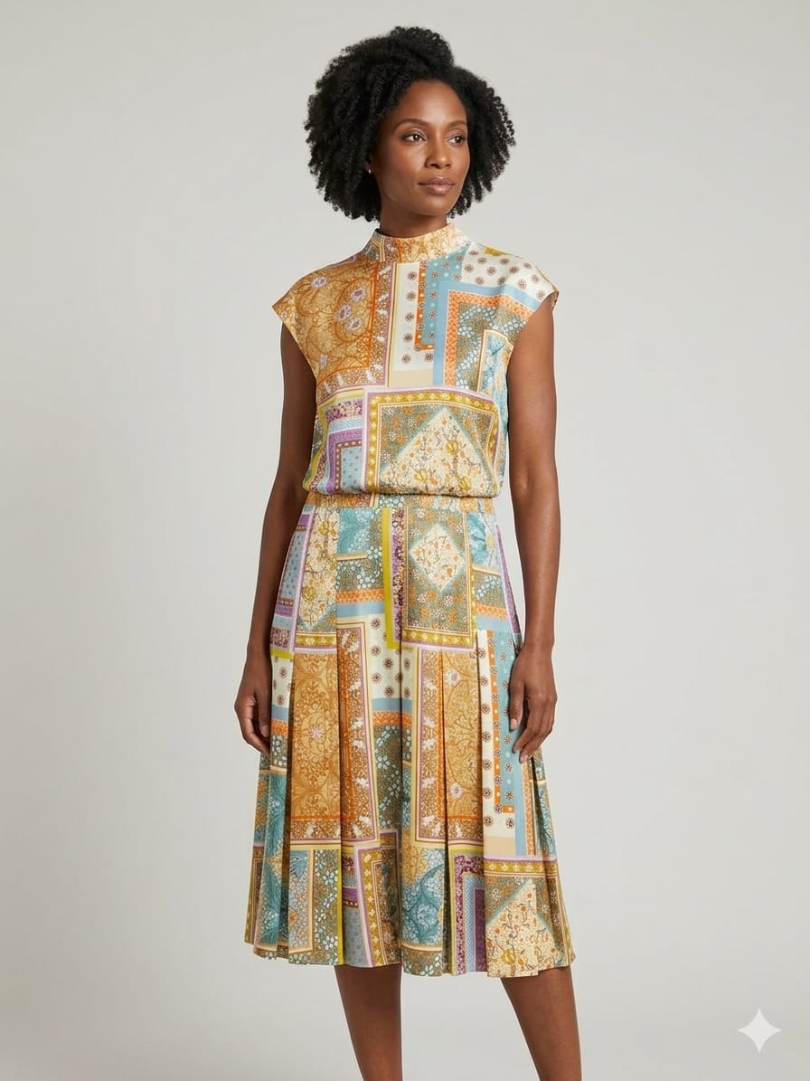     VESTIDO DE SEDA ESTAMPADA 
