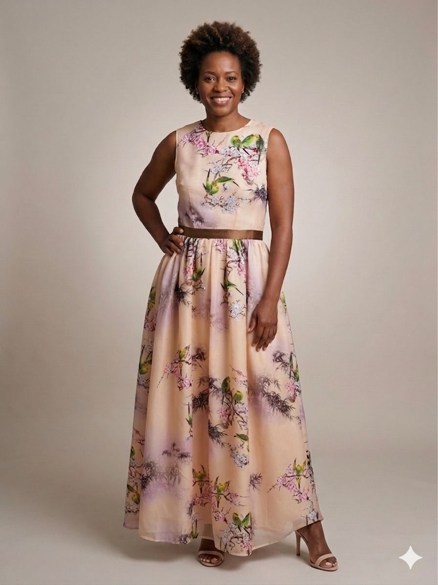 Vestido de seda Organza estampada