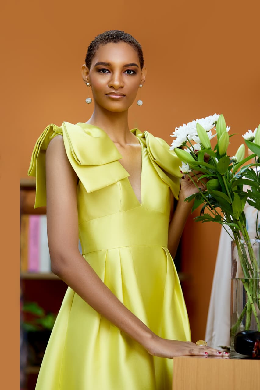 Vestido Mikado Zibeline com laços variação 2