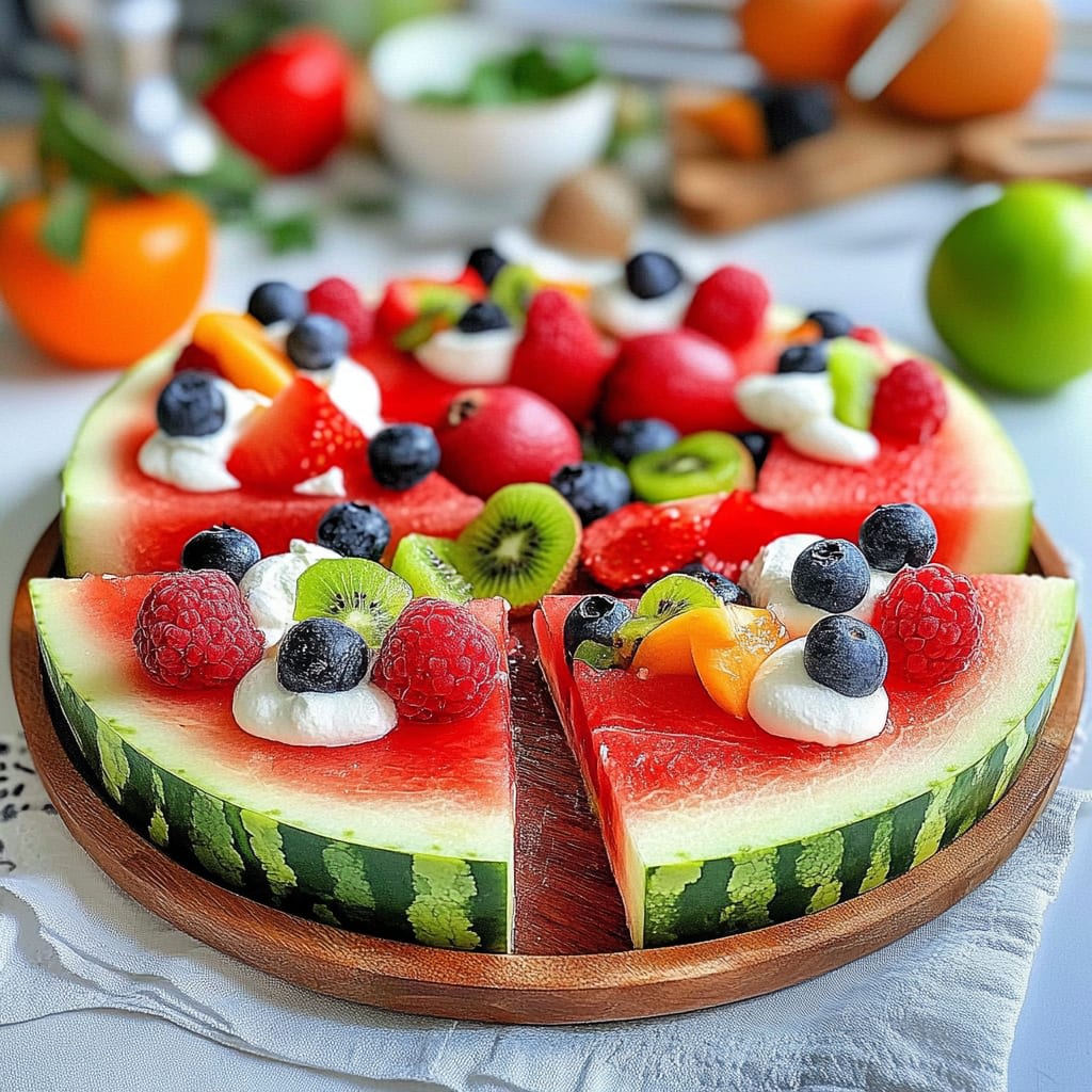 Watermelon Pizza with Yogurt & Fruits: Refreshing Delight