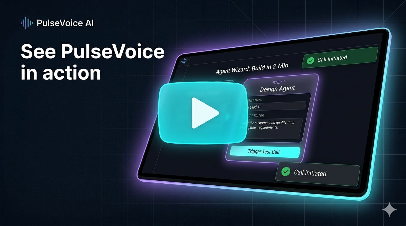 PulseVoice demo — build your first voice agent in 2 minutes