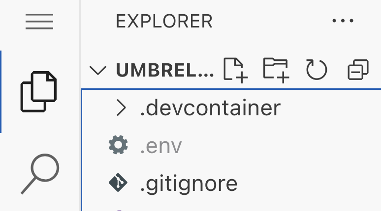 .env file in the explorer