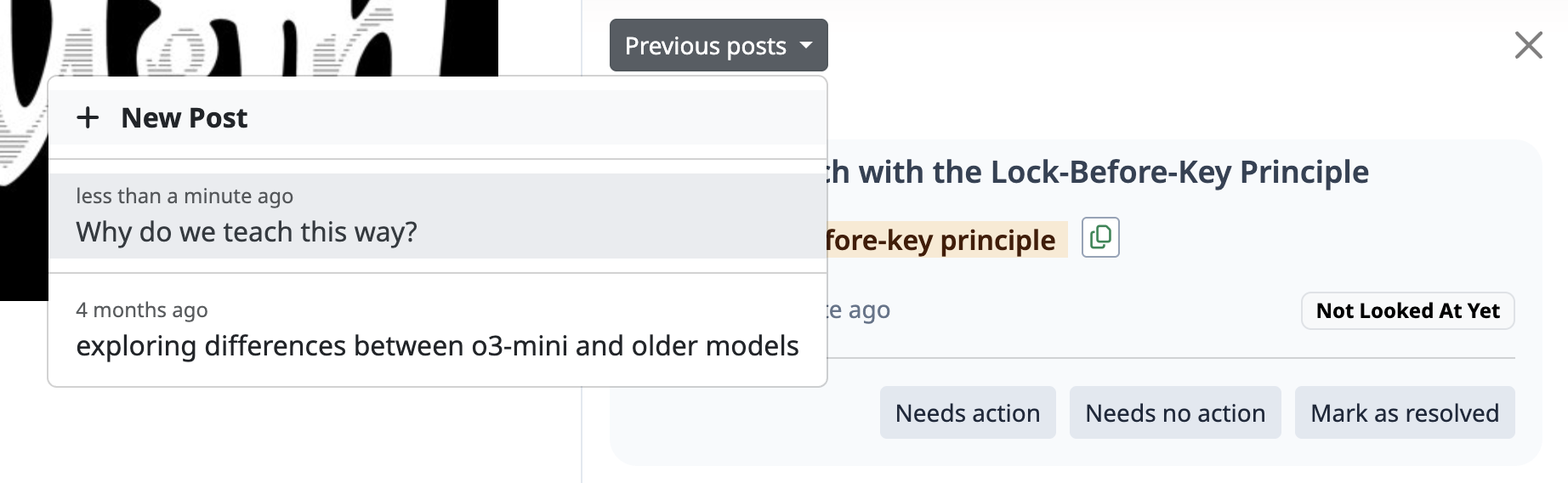 Previous posts dropdown
