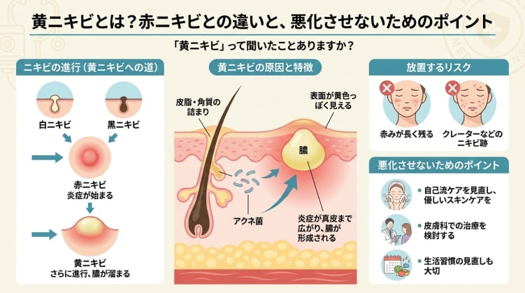 黄ニキビとは？赤ニキビとの違いと、悪化させないためのポイント | 美活部