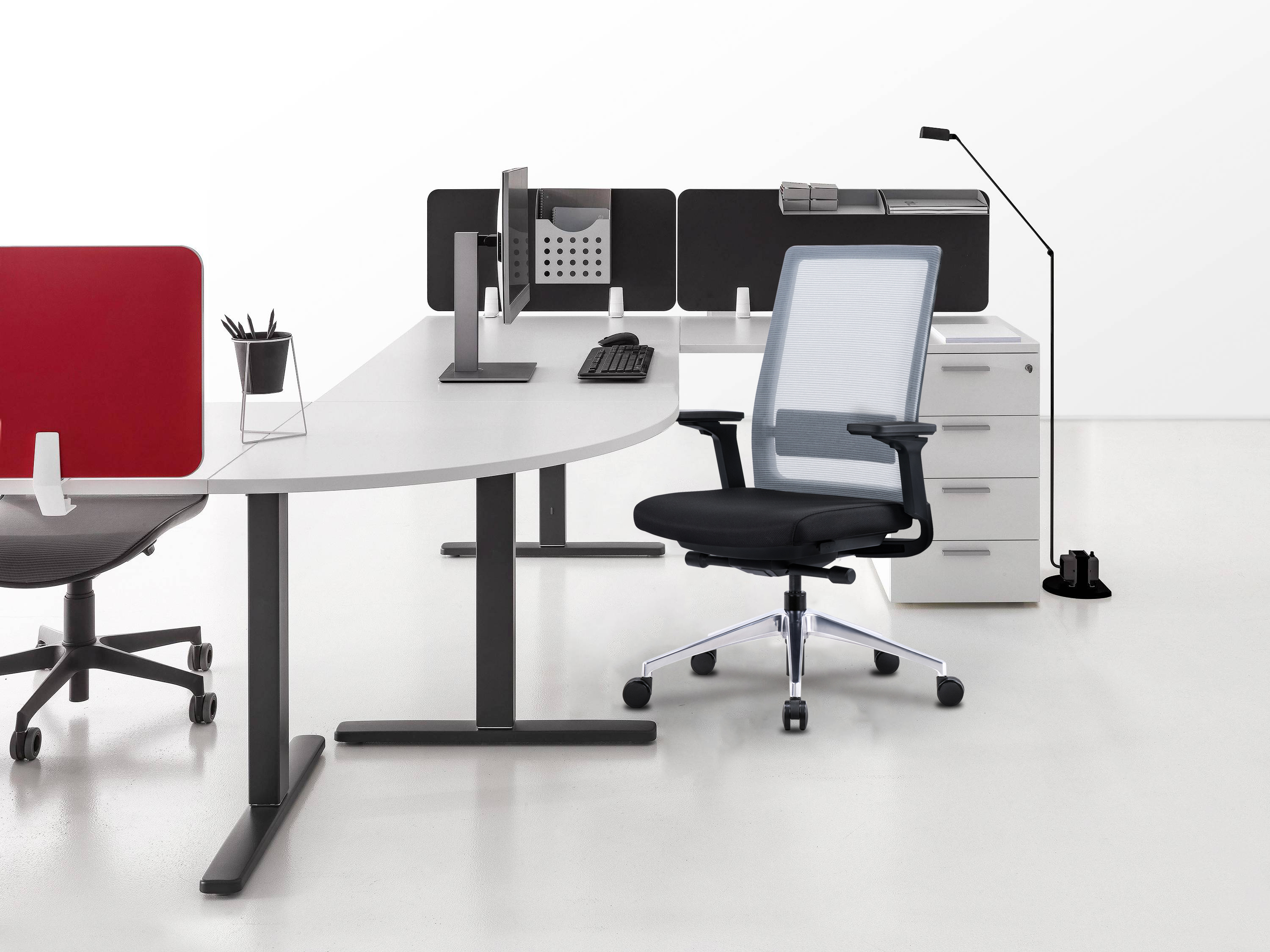 Gravity Task Chair in Gray Mesh and Black Seat Office Scene