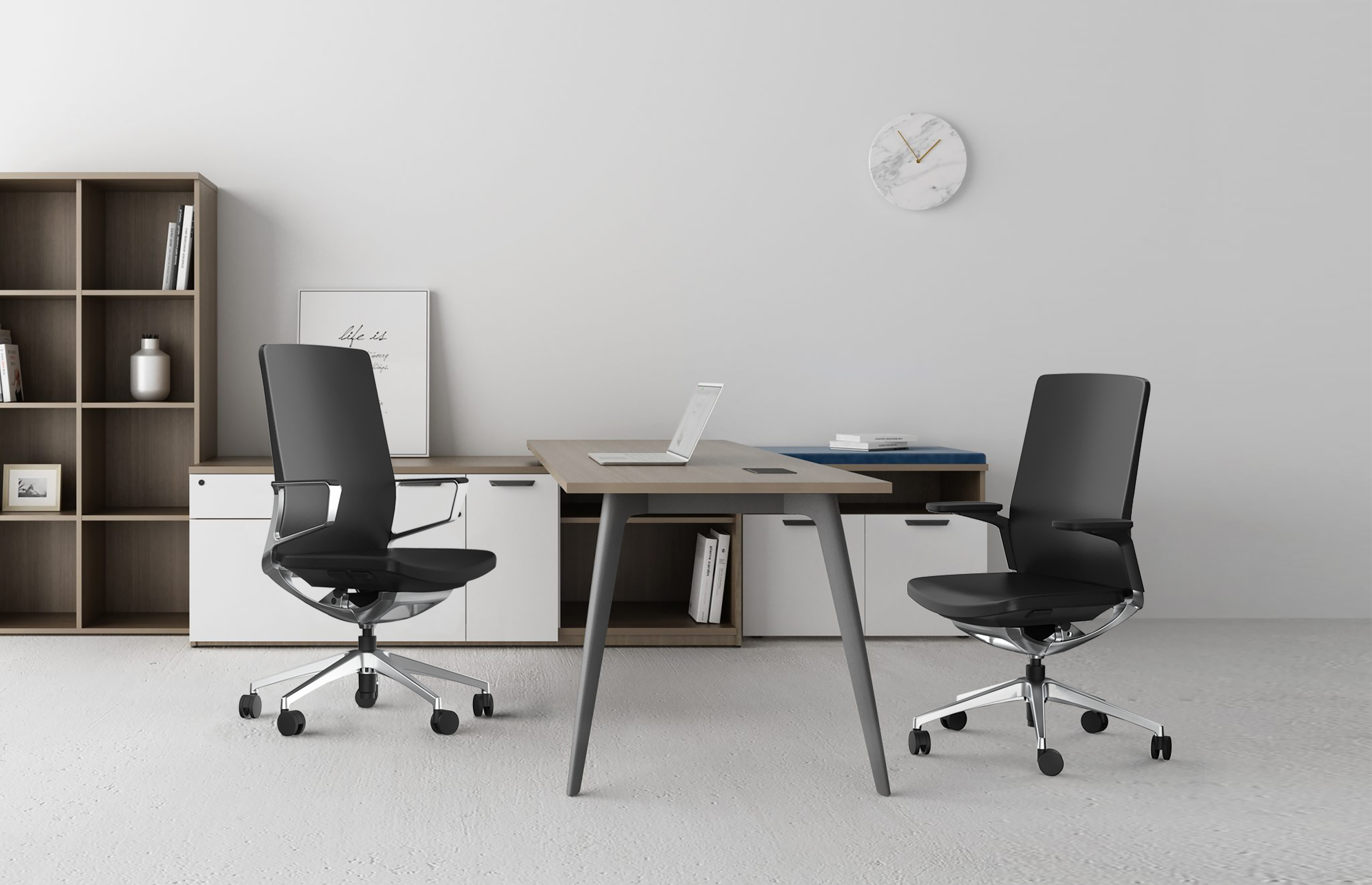 Gravity Conference Black Leather at Meeting Table