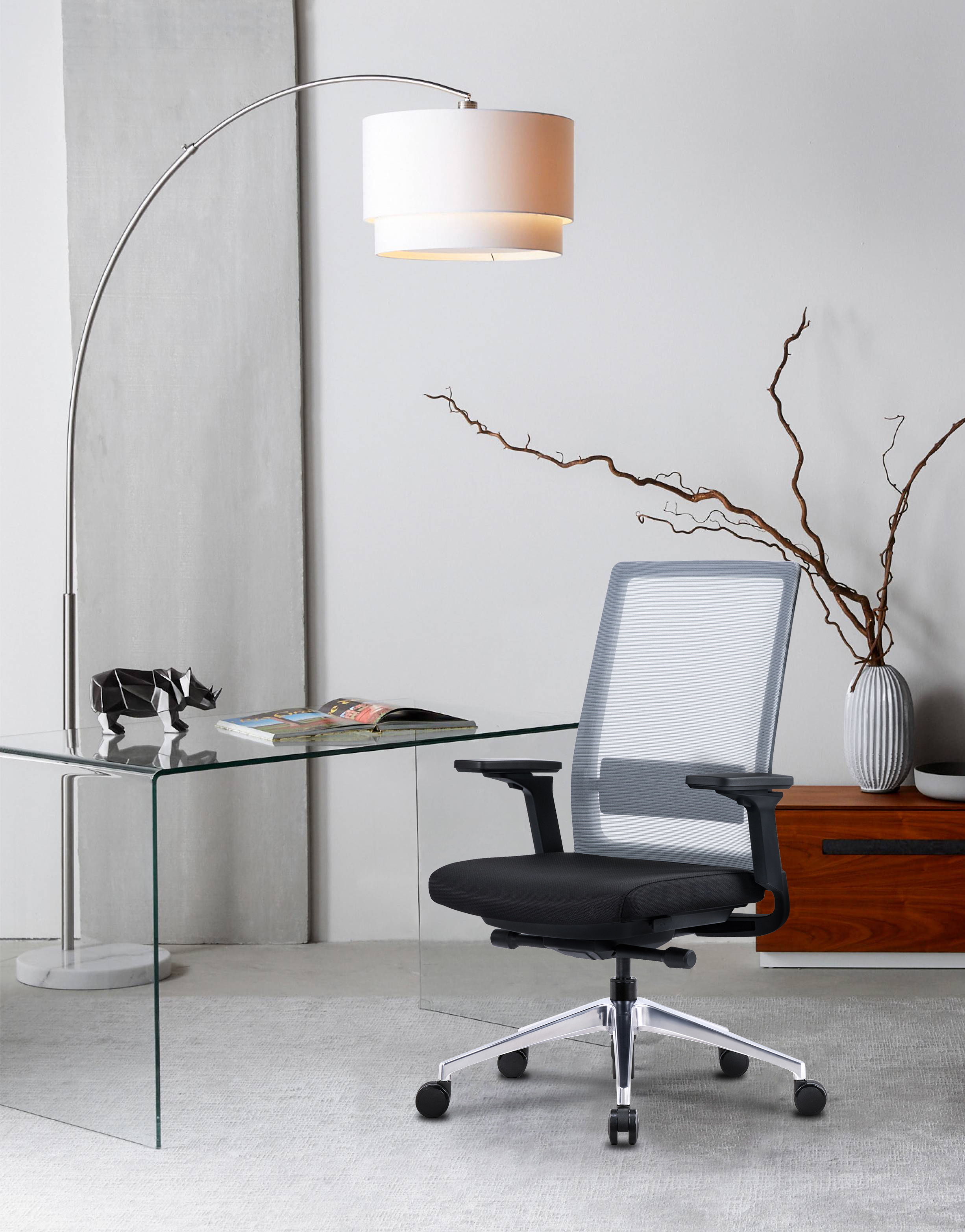 Gravity Task Chair in Gray Mesh and Black Seat Work From Home