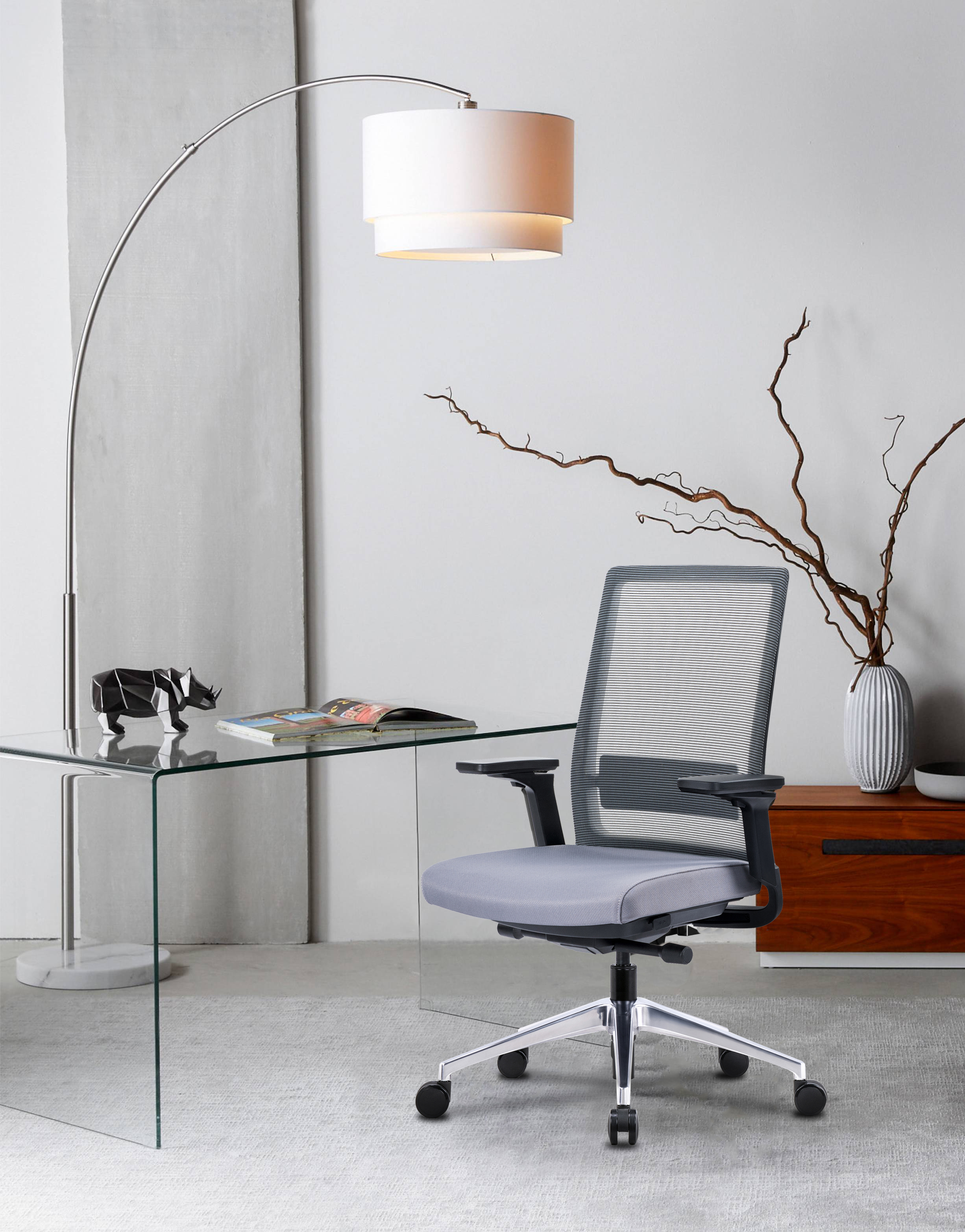 Gravity Task Chair in Black Mesh and Gray Seat Work From Home