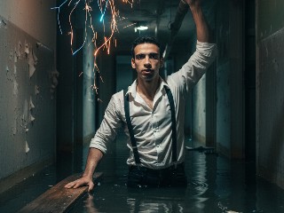 Flooded Hallway Tension – برومبت الصور والتصميم احترافي