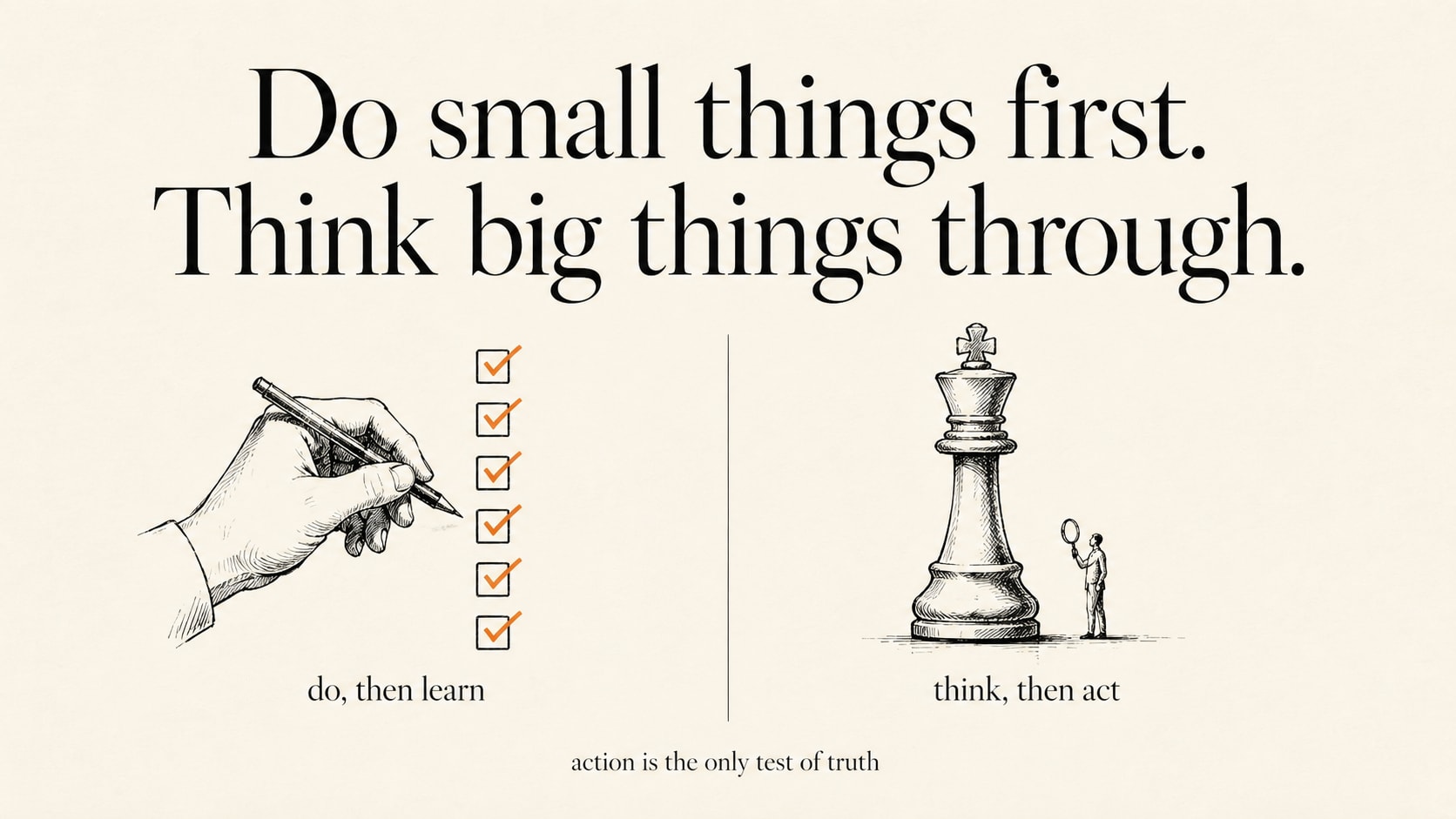 Do Small Things First, Think Big Things Through