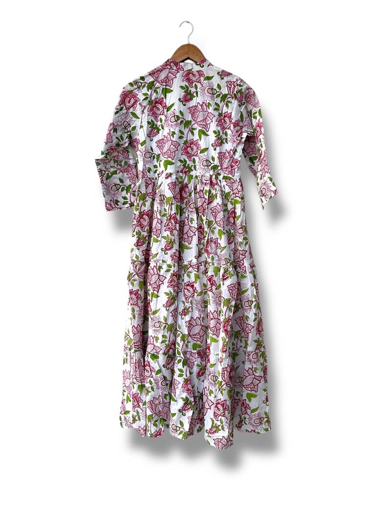 Pink Floral Midi Dress Women, view 2