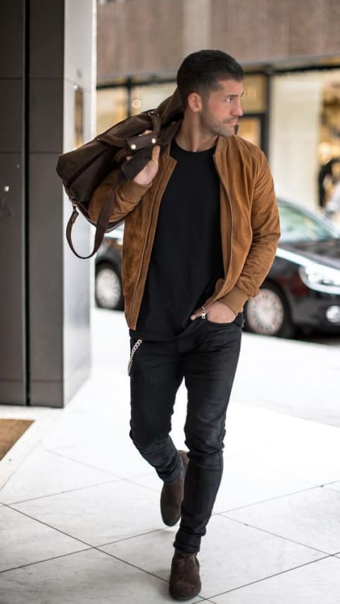 brown suede jacket for men