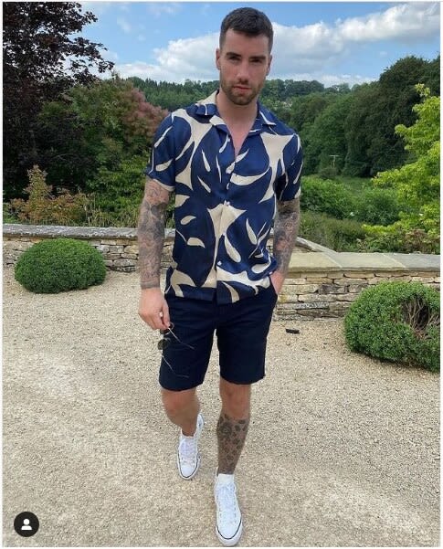SAND & NAVY BLUE PRINTED SHIRT FOR MEN