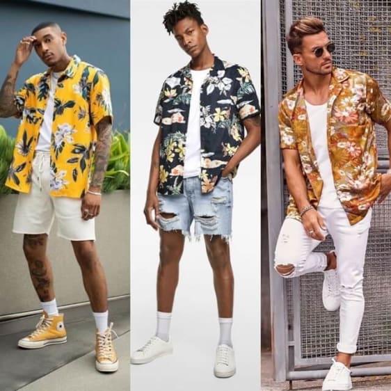 Floral Printed Beach Shirt Outfit For Men