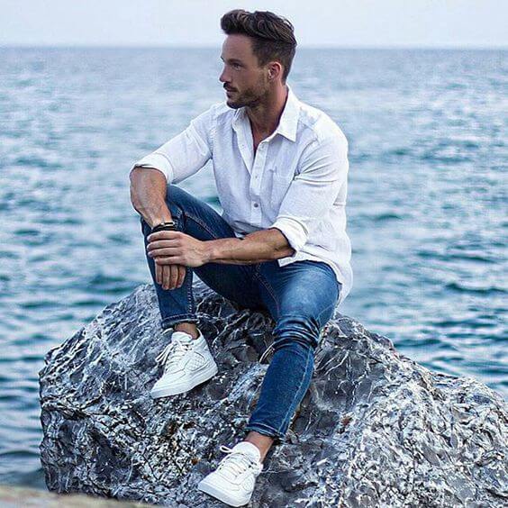 20+ Stylish Men Photoshoot Poses With White Shirt Combination