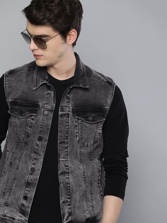 BLACK DENIM JACKET FOR MEN