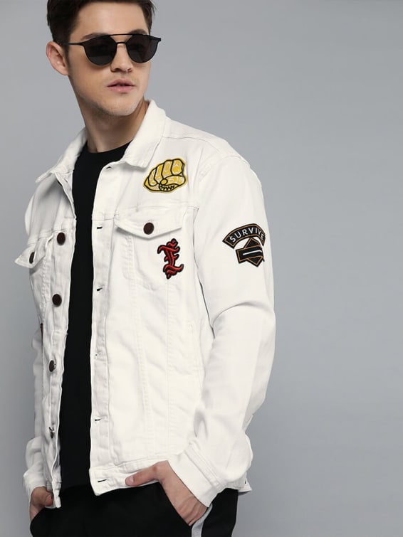 WHITE DENIM JACKET FOR MEN