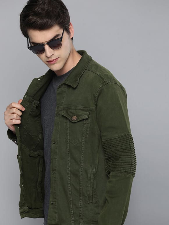 MILITARY GREEN STYLISH DENIM JACKET