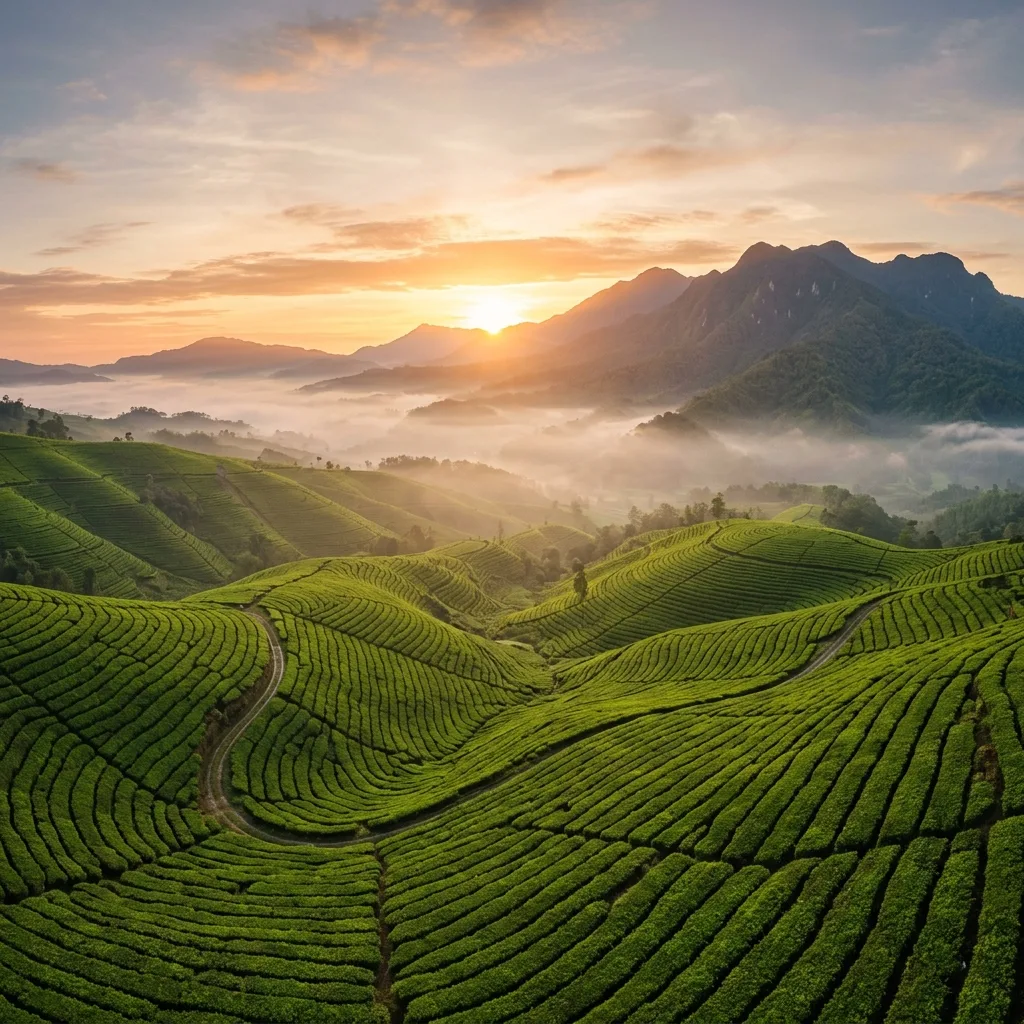Kebun teh dan hamparan hijau perkebunan Malino