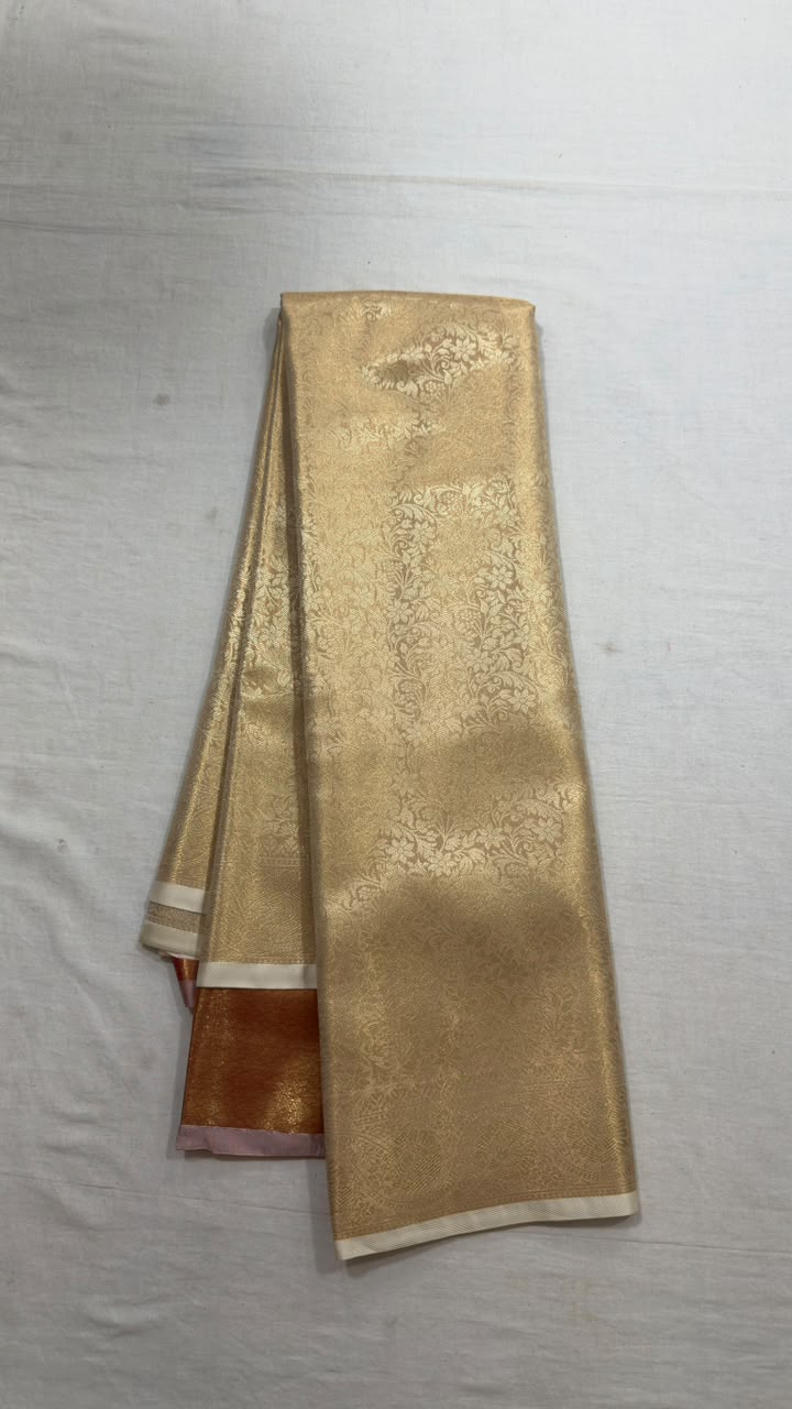 Antique Gold Scenic Floral Digital Print Saree view 2 - Rangam Saradha Silks
