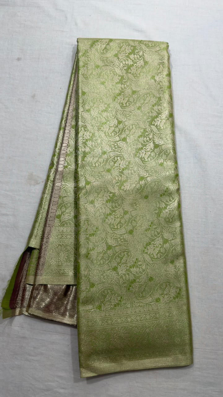 Sage Green Floral & Bird Scenic Designer Silk Saree view 2 - Rangam Saradha Silks