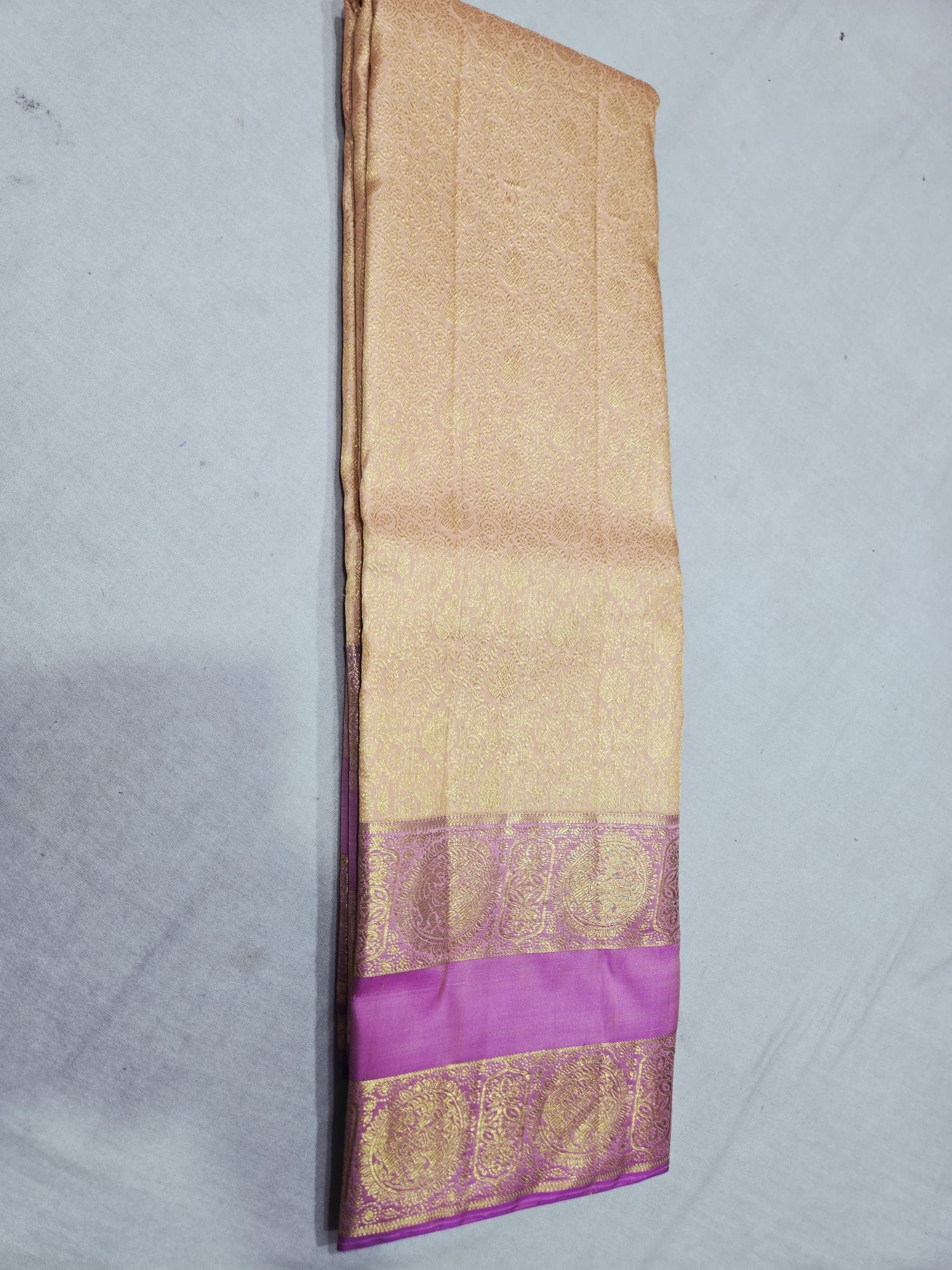 Kanjivaram Silk Saree – Golden Purple view 4 - Rangam Saradha Silks