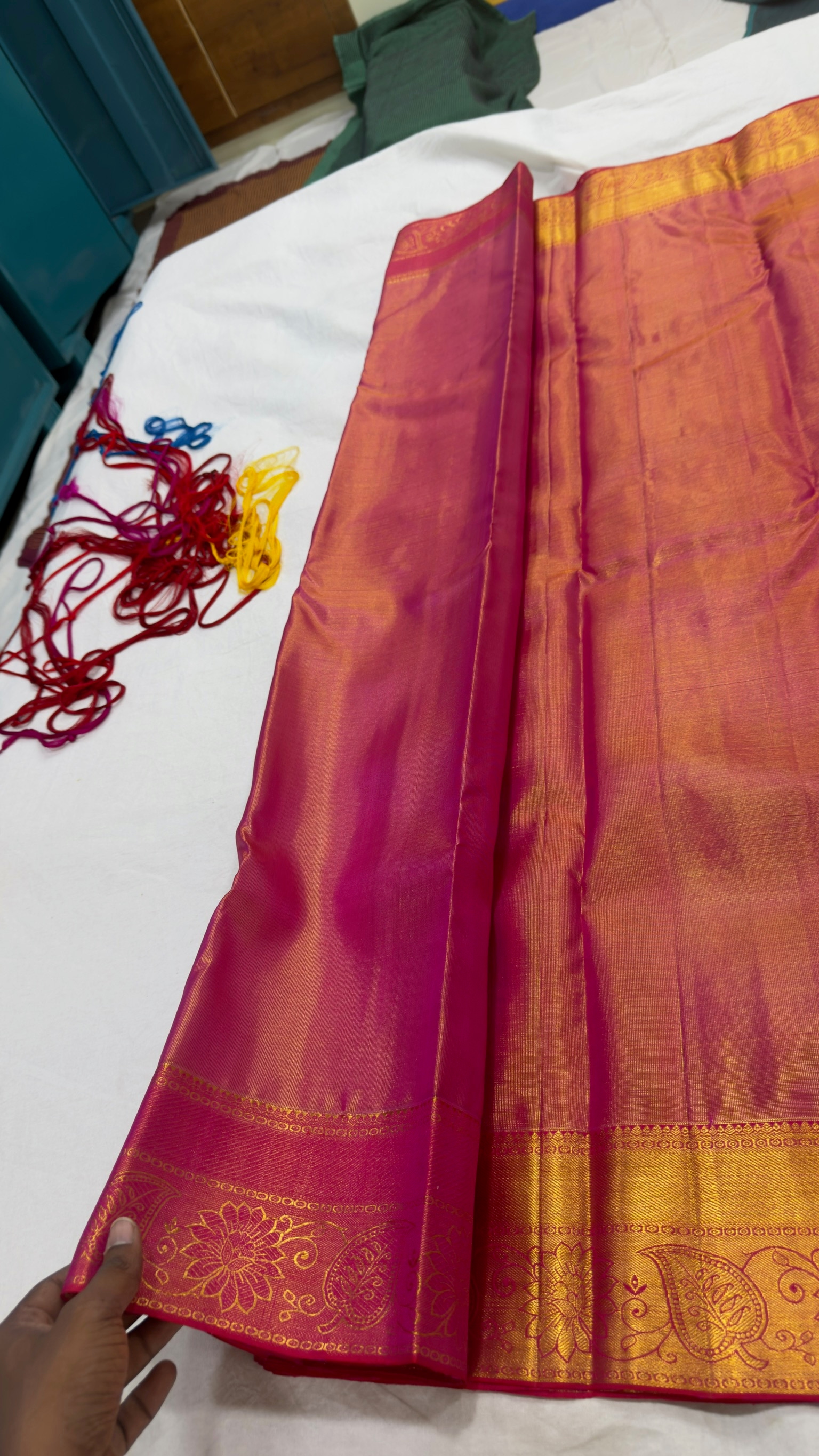 Pure Kanjivaram Silk Saree – Rose Pink Gold view 5 - Rangam Saradha Silks