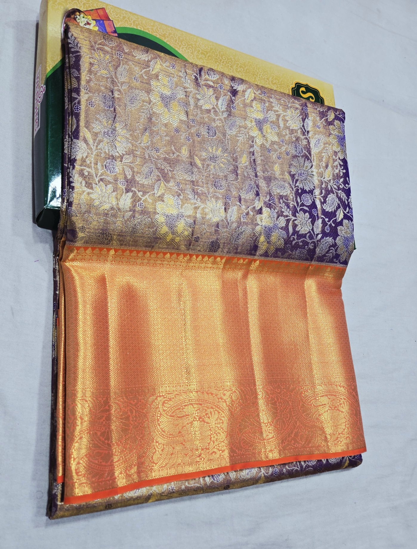 Plum Garden Silk Saree with Copper Zari Paisley Pallu view 2 - Rangam Saradha Silks