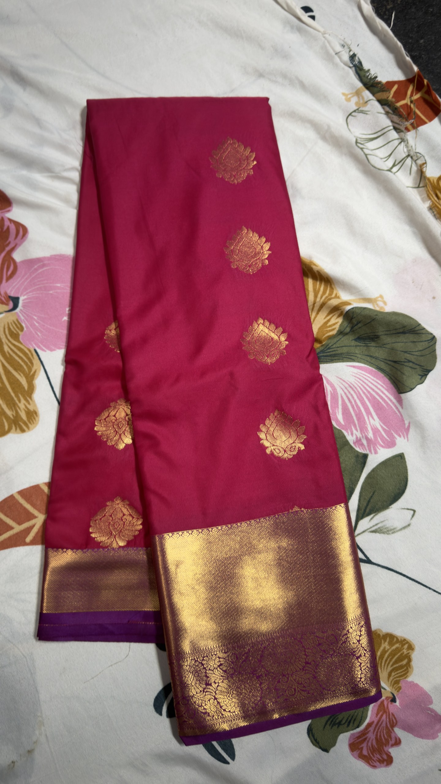 Magenta Purple Gold Zari Semi Kanchi Pattu Saree